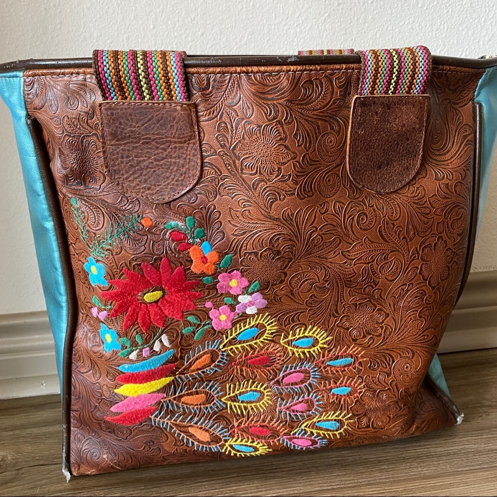 Consuela Brown Tooled Classic Tote Bag
